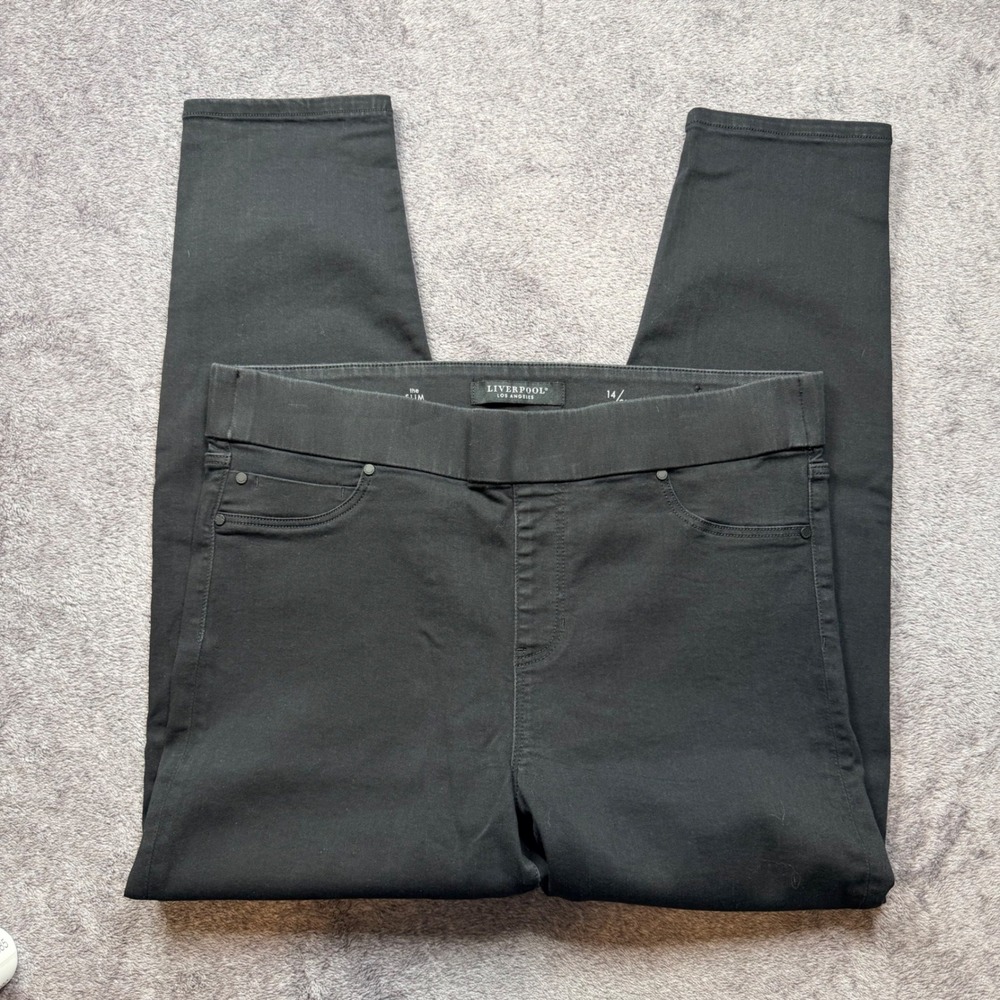 Liverpool Los Angeles The Slim Black Rinse Pull On Jeans Size 14 x 27" Inseam
